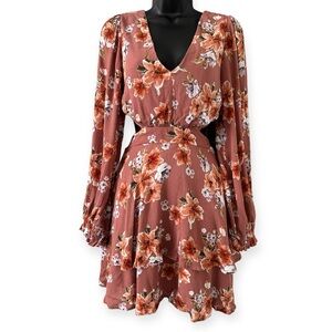 Altar'd State Dayza Floral Open Back Crisscross Tie Dress Women's Size X-Small